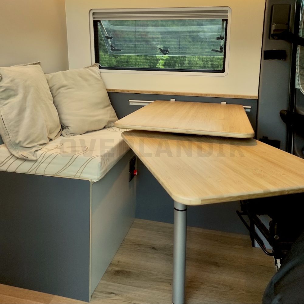 camper tisch Double bamboo camper table with rotating base – Overlandik