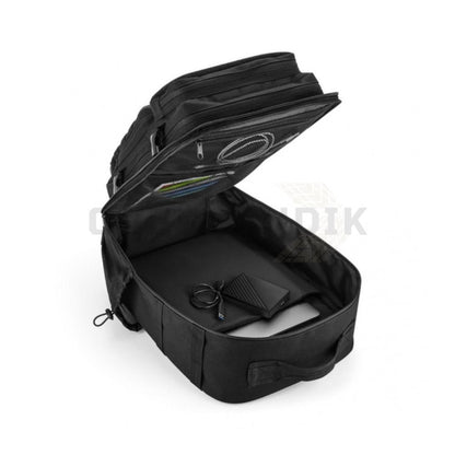 Mochila Overlandik Karoo de 35L en color black abierta