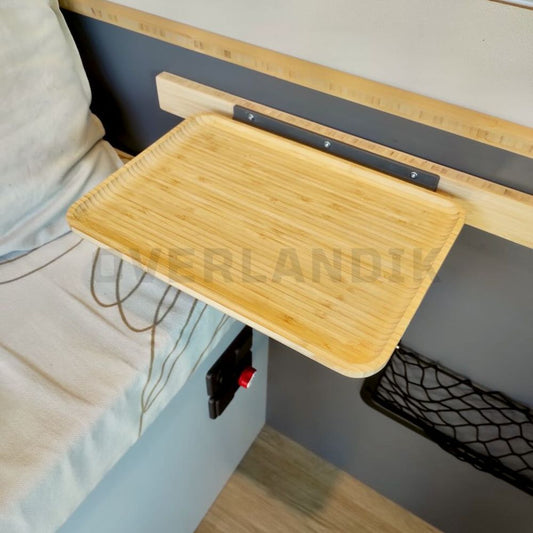 Mesa flotante bambú camper con dos rieles y soportes